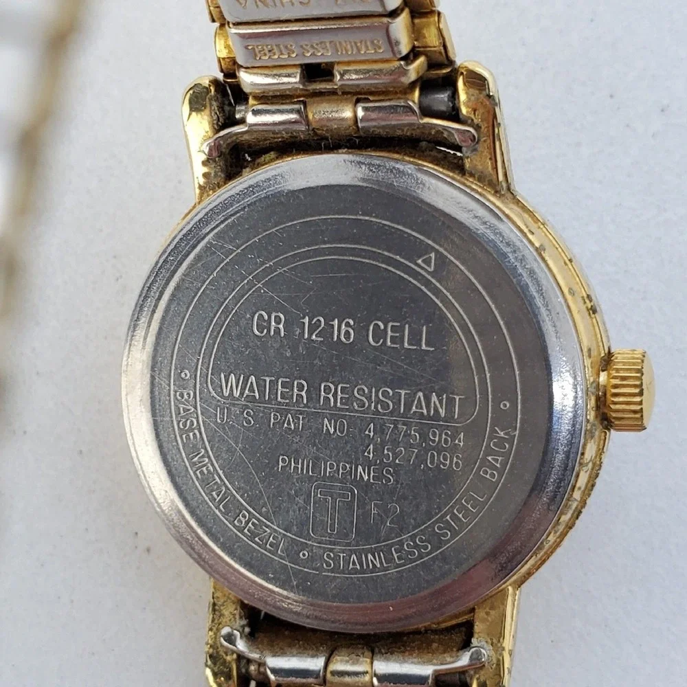 ACQUA Timex 24MM Watch Women White‎ Dial Gold Tone Case Bracelet 6